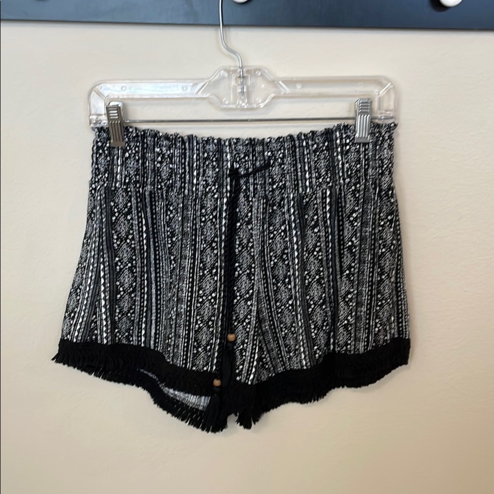 No Boundaries High Waist Black and White Geometric Shorts